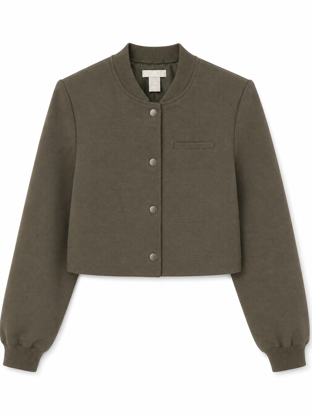 H&M Cropped Taupe Olive Bomber Jacket - Women